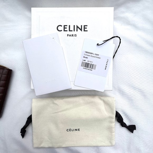 AUC $590 Celine C-Charm Quilted CALFSKIN Compact Zip Wallet New in the box - Picture 3 of 16